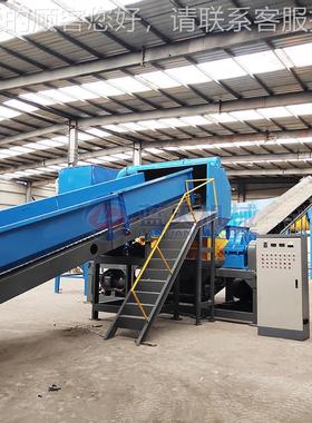 双轴粉碎机 塑管材撕除铁分离自动生产V线 铁塑钢TNQ碎PC管材撕碎