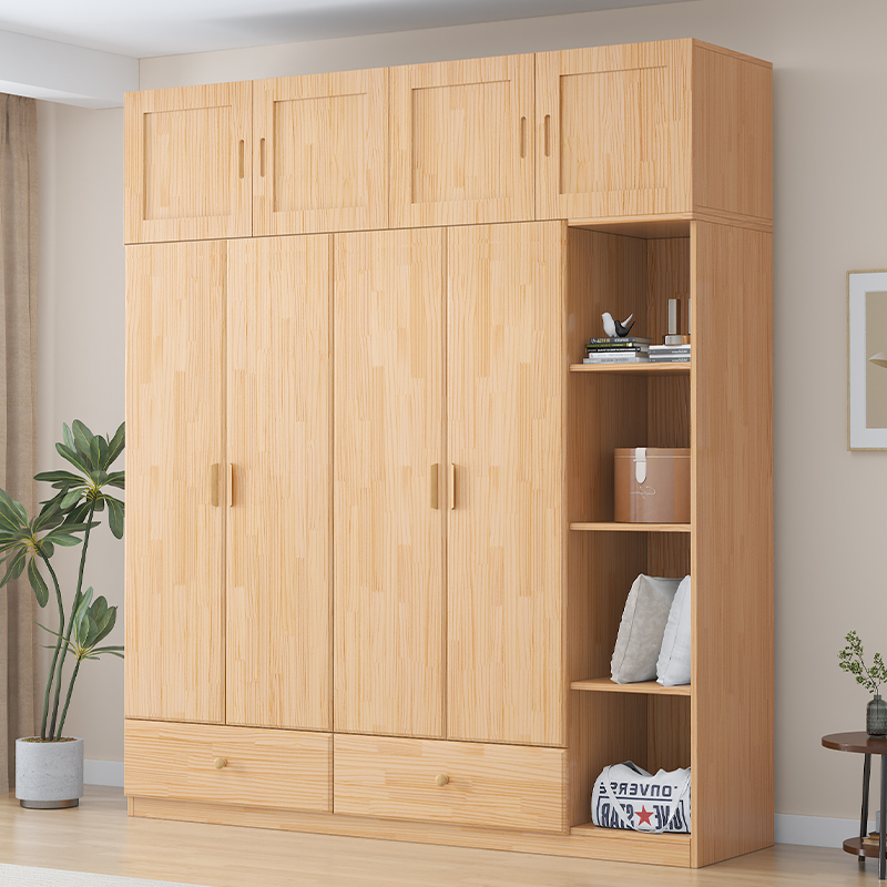 实木衣柜家用卧室j松木新款2024爆款小户型原木衣橱简易对开门柜
