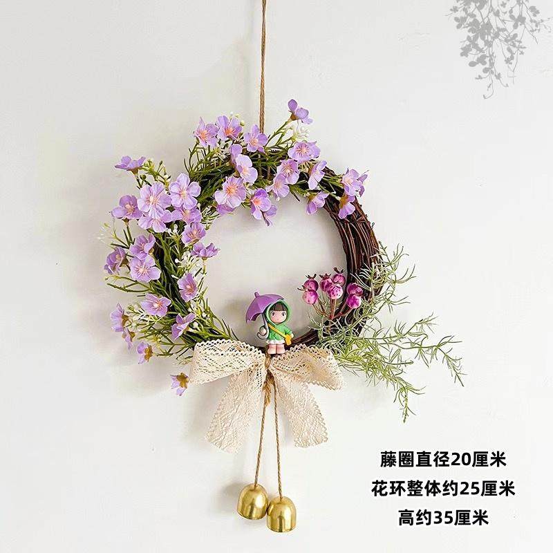 创意仿真花环挂饰电视机背景墙装饰庭院客厅卧室墙面挂件森系壁挂