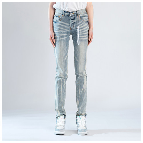 PUR jeans牛仔裤男修身显瘦欧美式高街洗水做旧潮牌修身紧身小脚