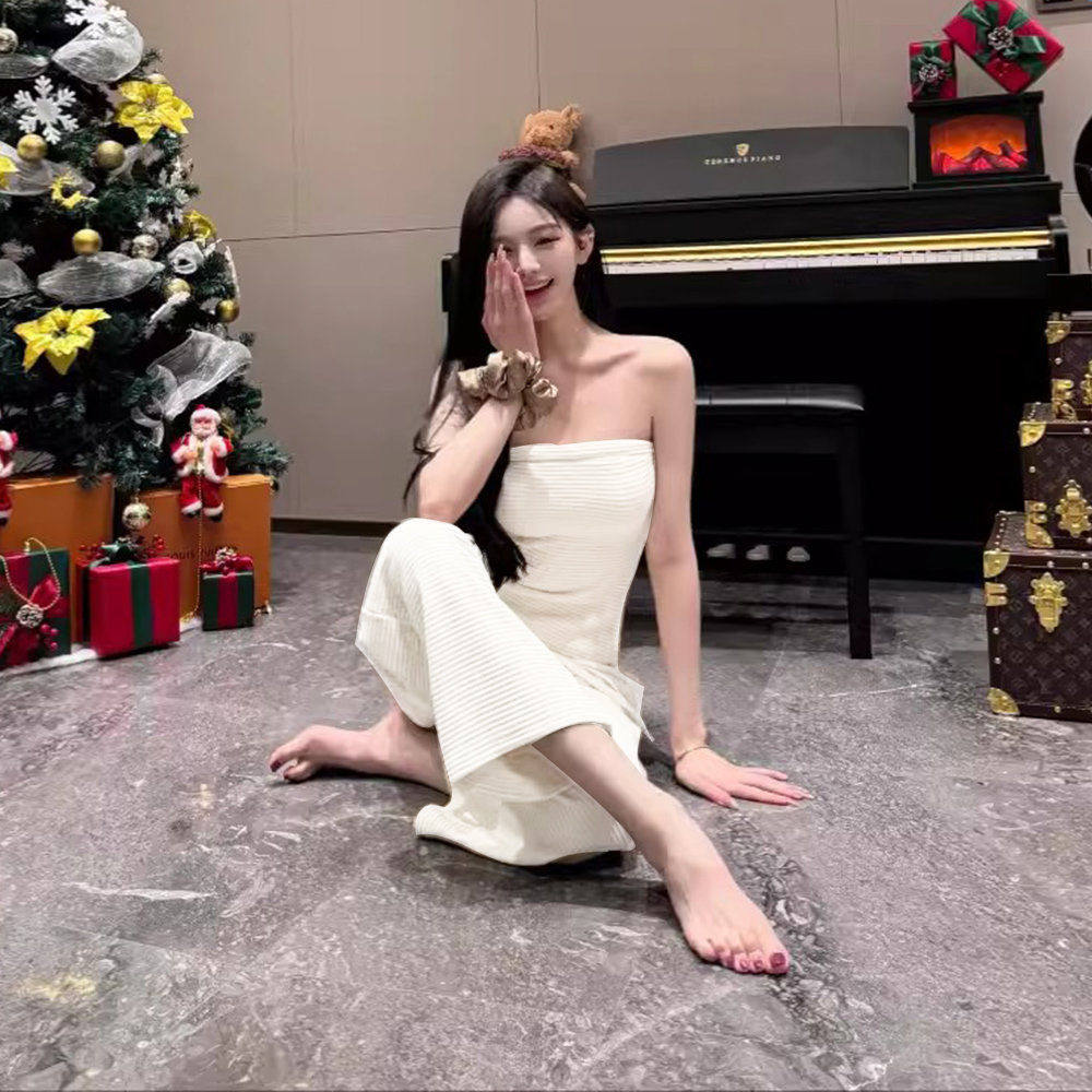 辣妹性感套装春气质纯欲抹胸上衣慵懒风阔腿裤两件套