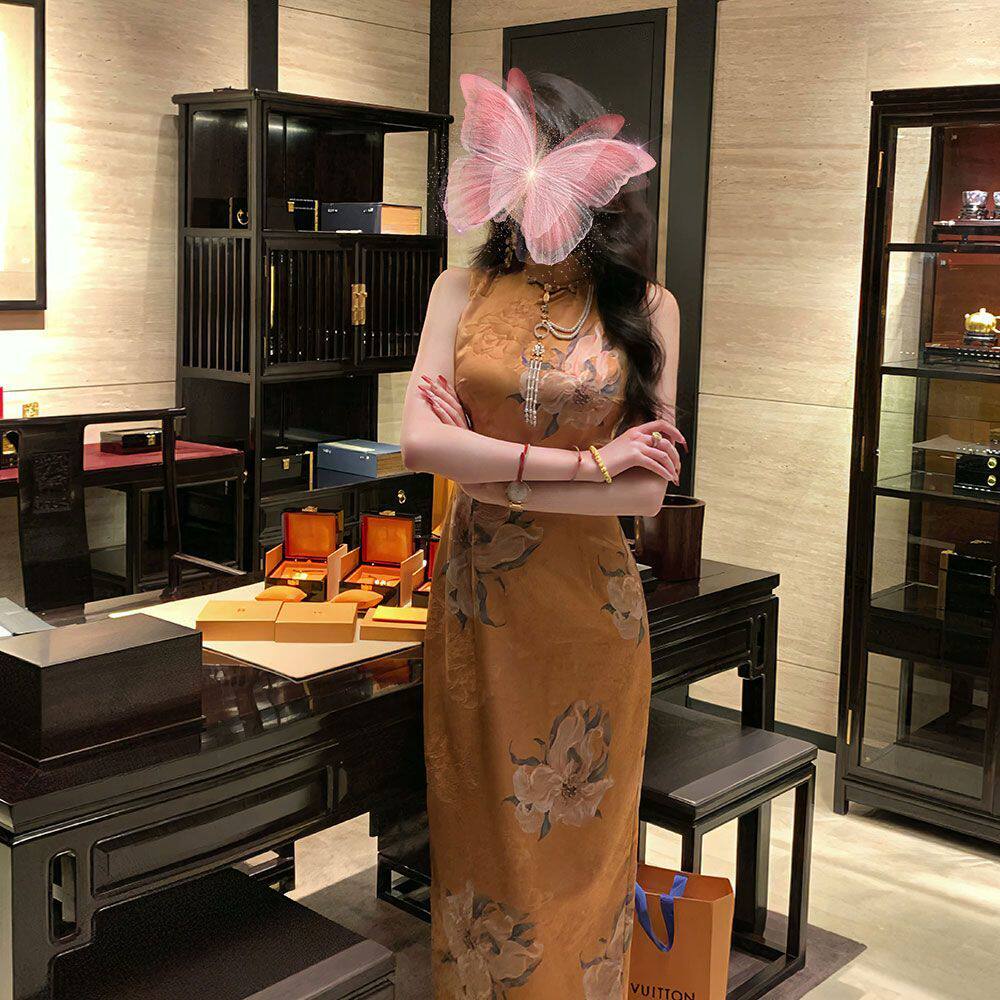 复古印花设计改良旗袍连衣裙女2025夏季新中式高级感名媛范小众裙