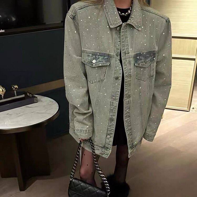 重工烫钻牛仔外套女短款2