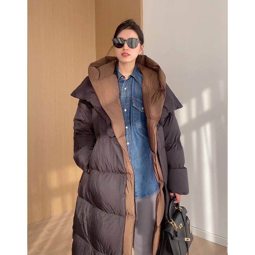高端加厚羽绒棉服女中长