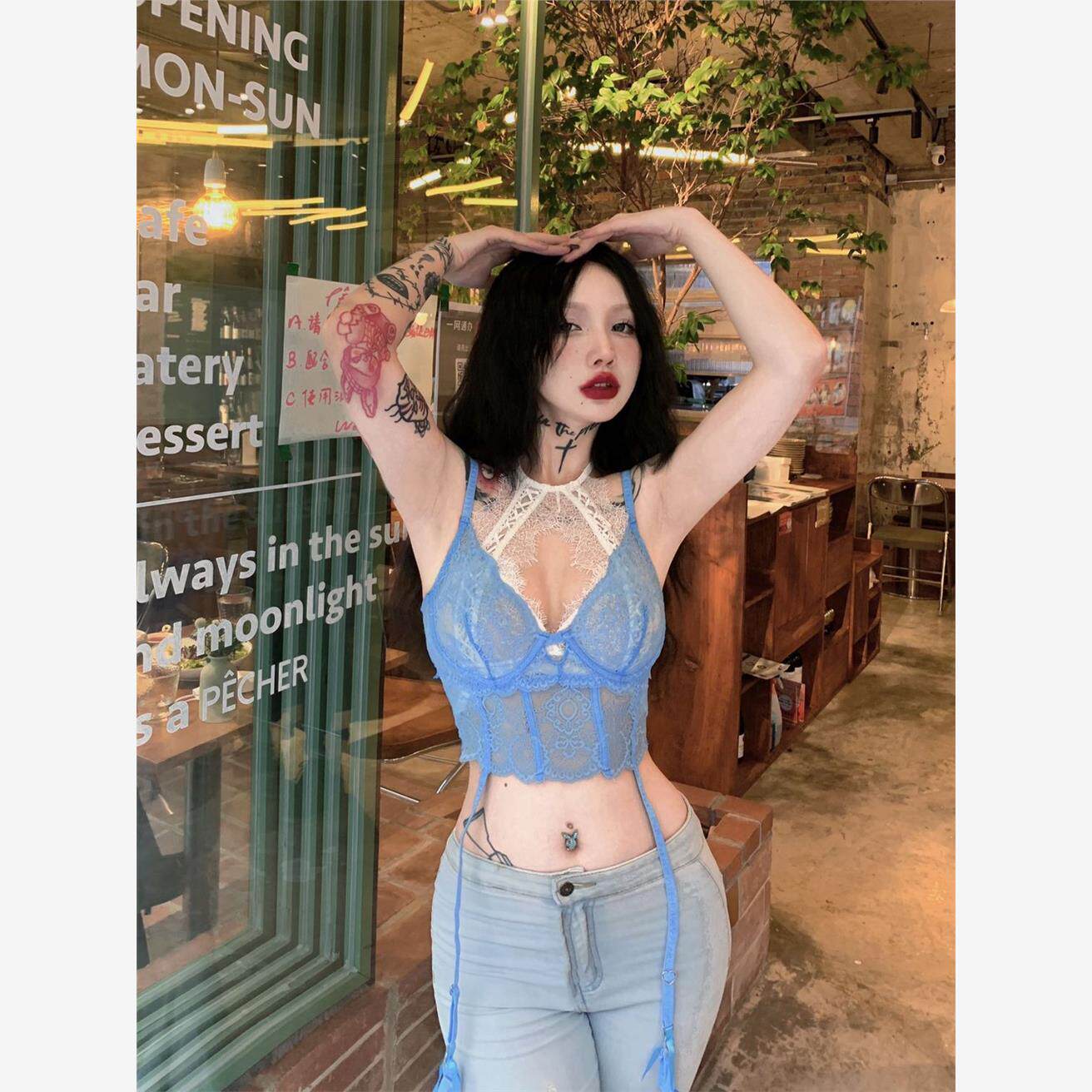 内衣蕾丝修身短款抹胸小吊带女美式纯欲风辣妹性感海边度假上衣潮