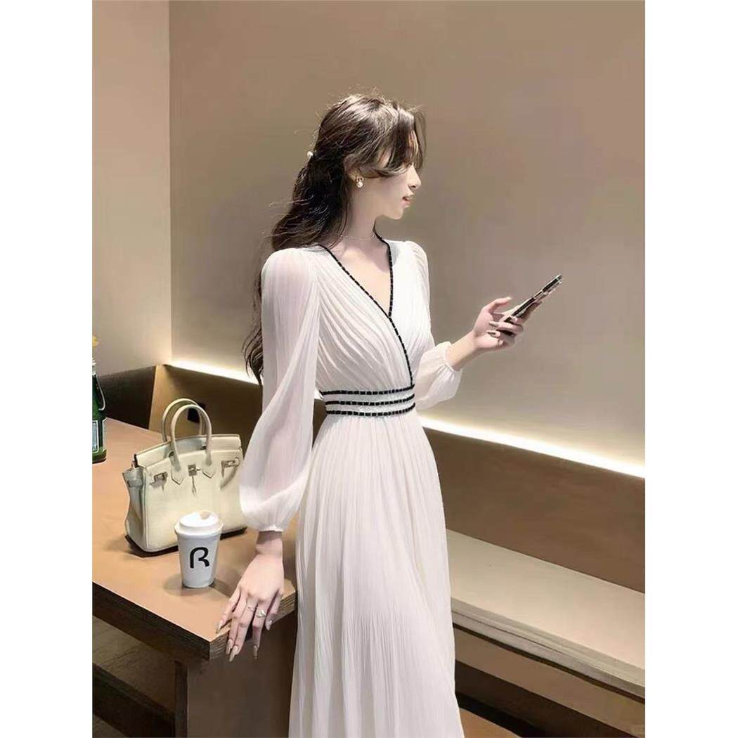 白色连衣裙女春法式高端