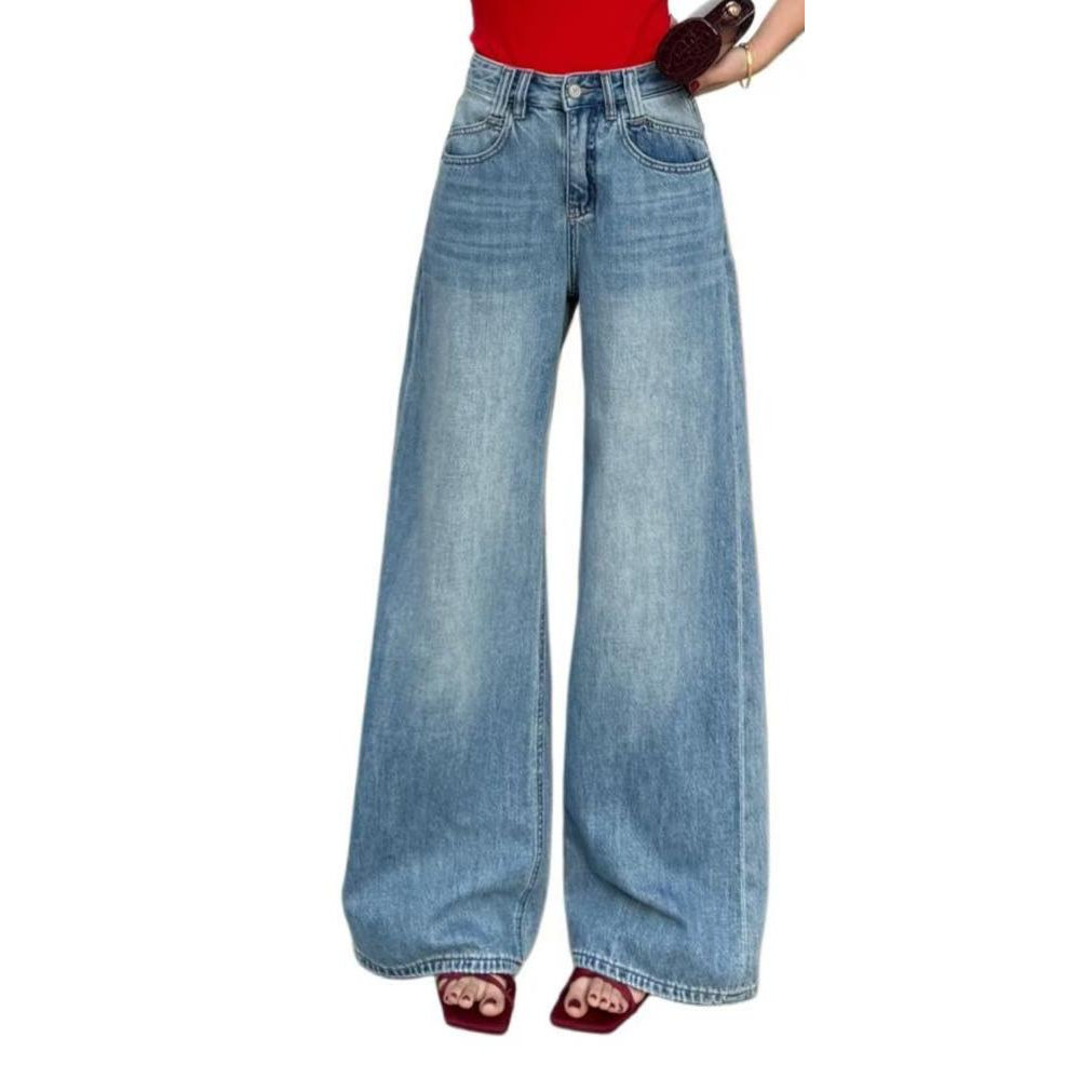 美式复古高腰阔腿牛仔裤女2026春季新款宽松显瘦直筒长裤拖地裤