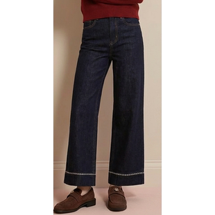 弹力小个子韩版休闲卷边直筒原色高腰九分牛仔裤女2026春季新款