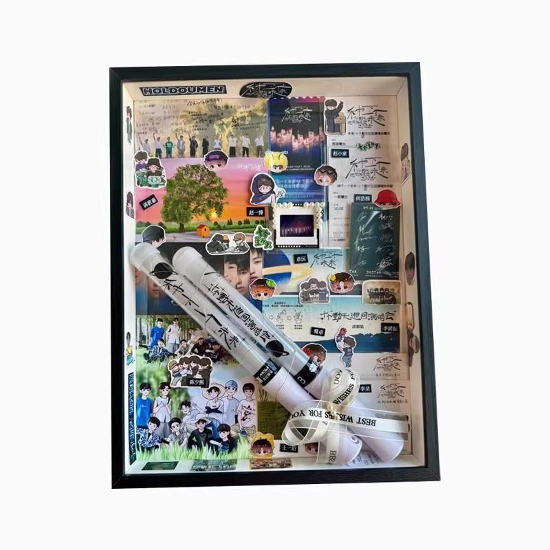 明星演唱会应援棒收纳相框应援物透明框干花相框运动加油棒收纳盒