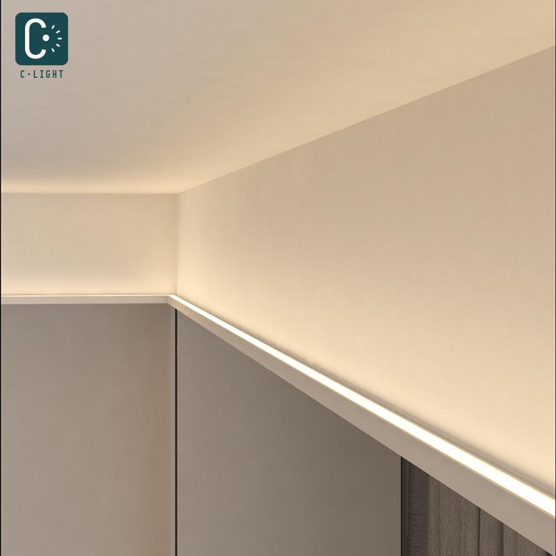 单边铝槽回形顶灯带向上打光线条灯反光灯槽洗顶线性灯led氛围灯