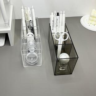 透明笔筒多功能大容量文具收纳盒办公桌面摆件学校课桌上简约笔架