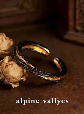 莫比乌斯环纯银戒指新款小众设计高级感黄金错银情侣对戒男女指环