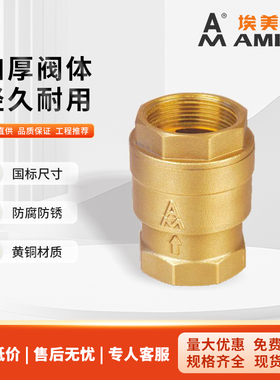 埃美柯412黄铜升降式止回阀4分6分1寸DN15 20 25 32 40 50各尺寸