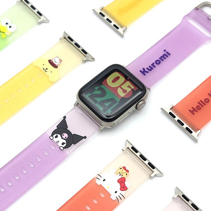 正版三丽鸥iwatch表带applewatch卡通透明软凯蒂猫替换手表带表壳