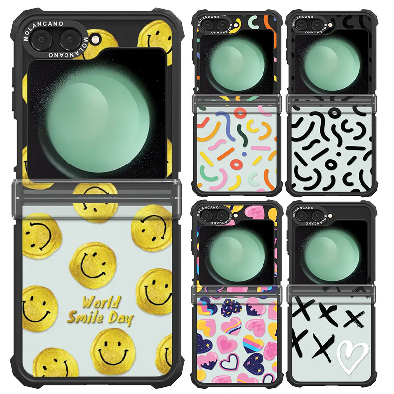 韩国molancano三星折叠磁吸手机壳可爱创意笑脸适用Galaxy Z Flip6透明防摔7保护壳雏菊保护套5网红小众清新