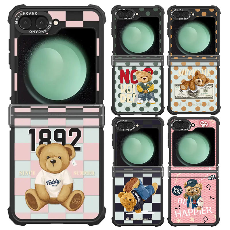 韩国molancano三星折叠磁吸手机壳萌熊适用Galaxy Z Flip6透明防摔7保护壳5保护套4卡通可爱情侣壳蒙克小狗