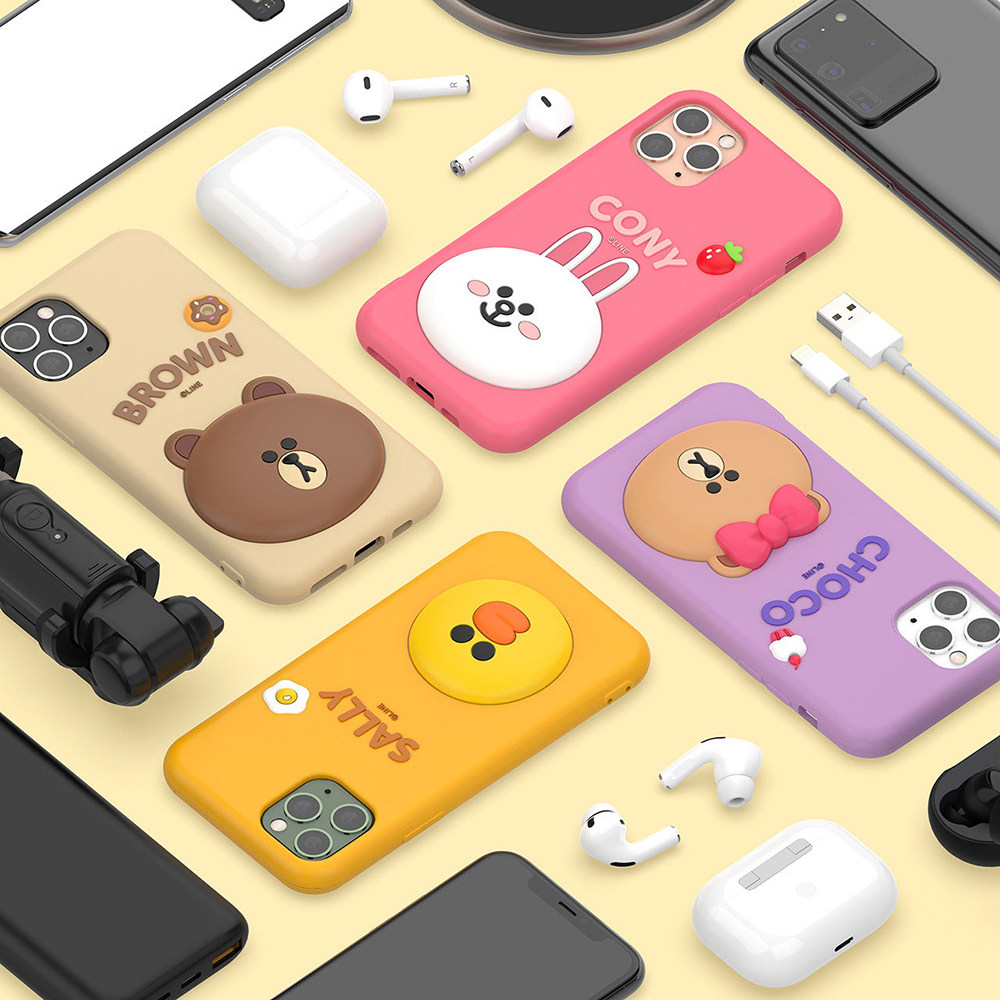 韩国line friends硅胶手机壳防撞防摔布朗熊全包保护套iphone14立体软壳可爱莎莉鸡丘可苹果15promax新款华为