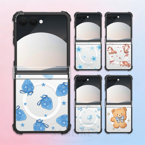 韩国MOLANCANO透明磁吸手机壳适用三星zflip7折叠屏保护壳Flip8蓝色小清新简约轻薄全包防摔外壳6保护套ins风