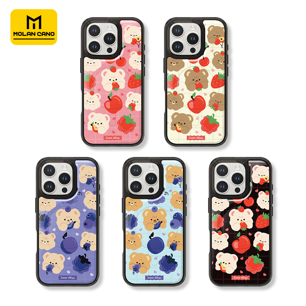MOLAN CANO新款苹果手机壳磁吸可替换背板全包防摔适用iphone16promax可爱水果萌熊15外壳14保护套13原创定制