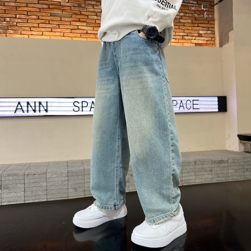 宽松帅气长裤阔腿休闲牛仔裤儿童薄春秋中大童直筒春款男童潮裤子