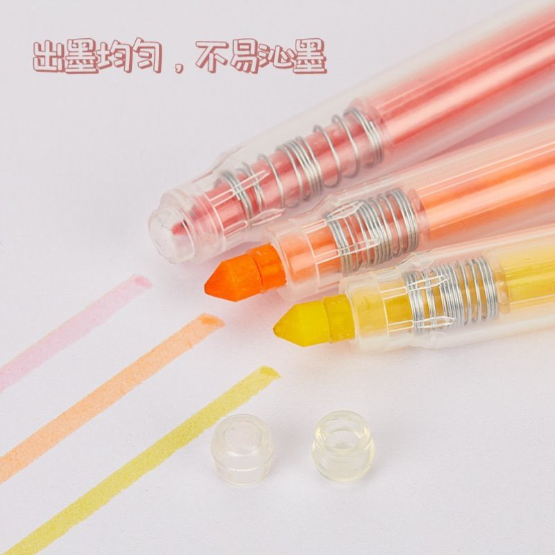 色系护眼重点套装柔和标记划荧光笔笔马卡龙彩色水彩笔大容量按动