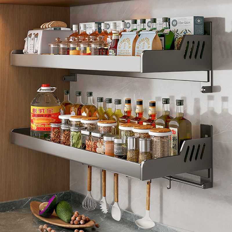 达派屋厨房置物架调料架壁挂式免打孔墙上一体加厚多功能收纳架
