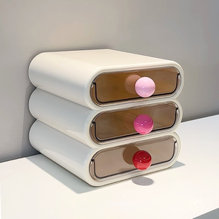 抽屉式化妆品收纳盒桌面置物架首饰杂物面膜整理盒多层分区简约