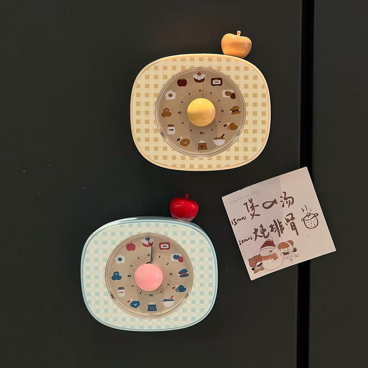 苹果厨房计时器可视化磁吸机械定时器声音大家用做饭烹饪秒表闹钟