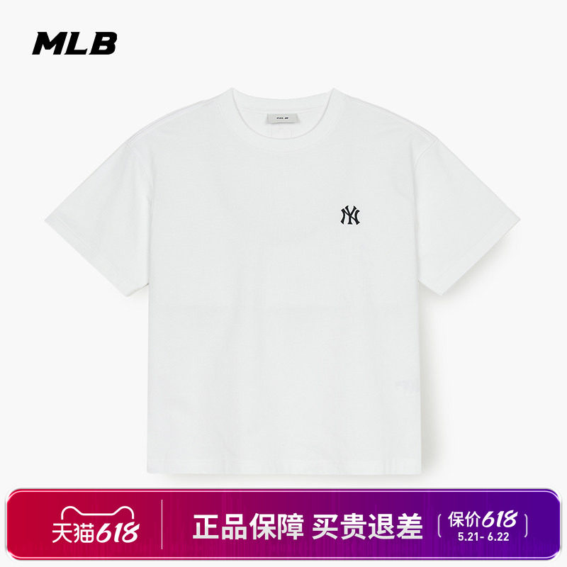 MLB官方正品 男女T恤纯色简约休闲圆领短袖25春季新款3ATSB0253