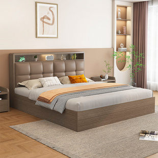 主卧大床现代简约小户型高箱床多功能床头柜榻榻米床储物床板双人