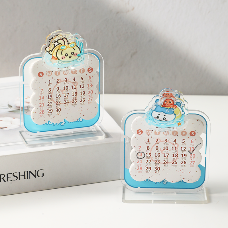 卡通亚克力课桌摆件迷你立牌日历