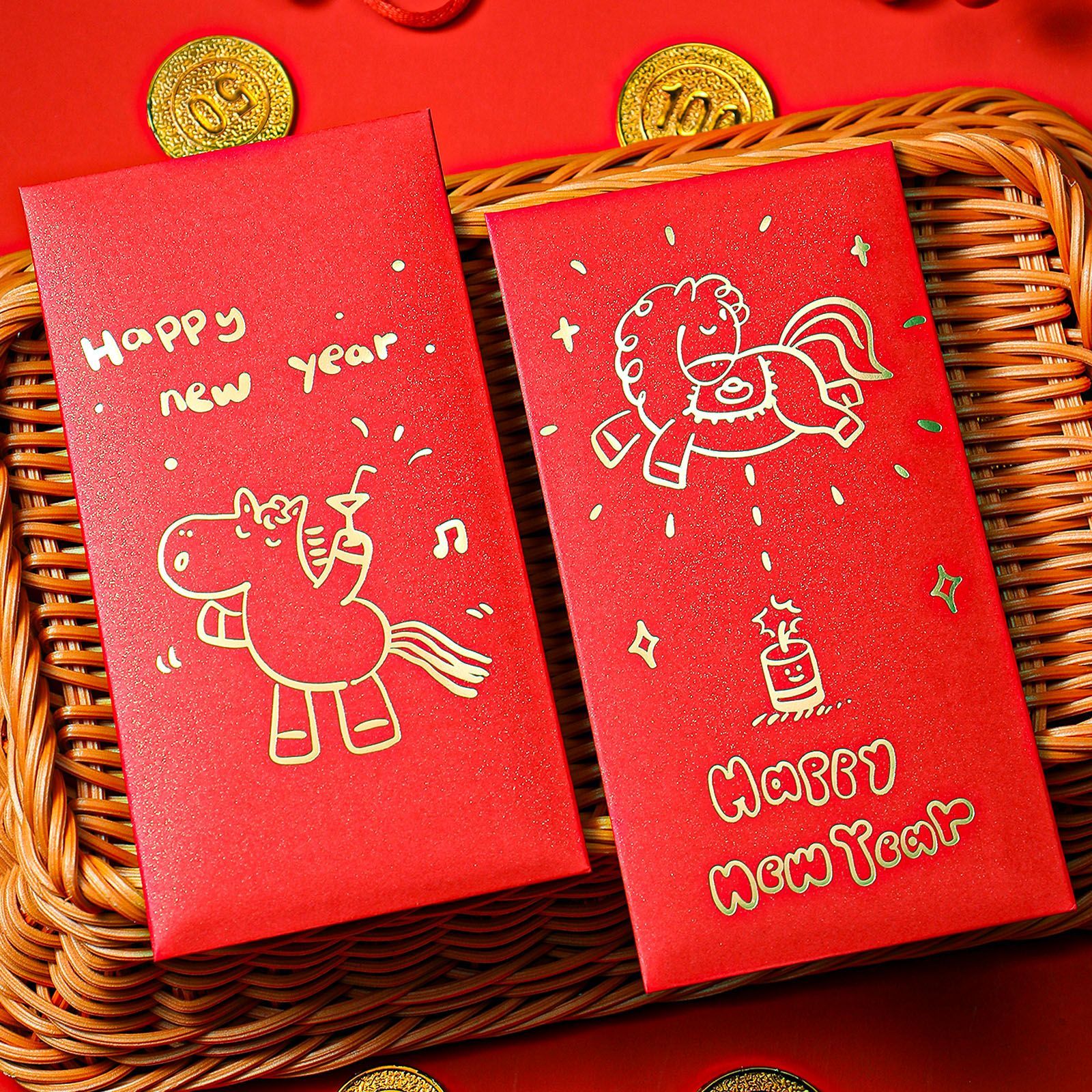 马年高档烫金压岁钱2026新年红包