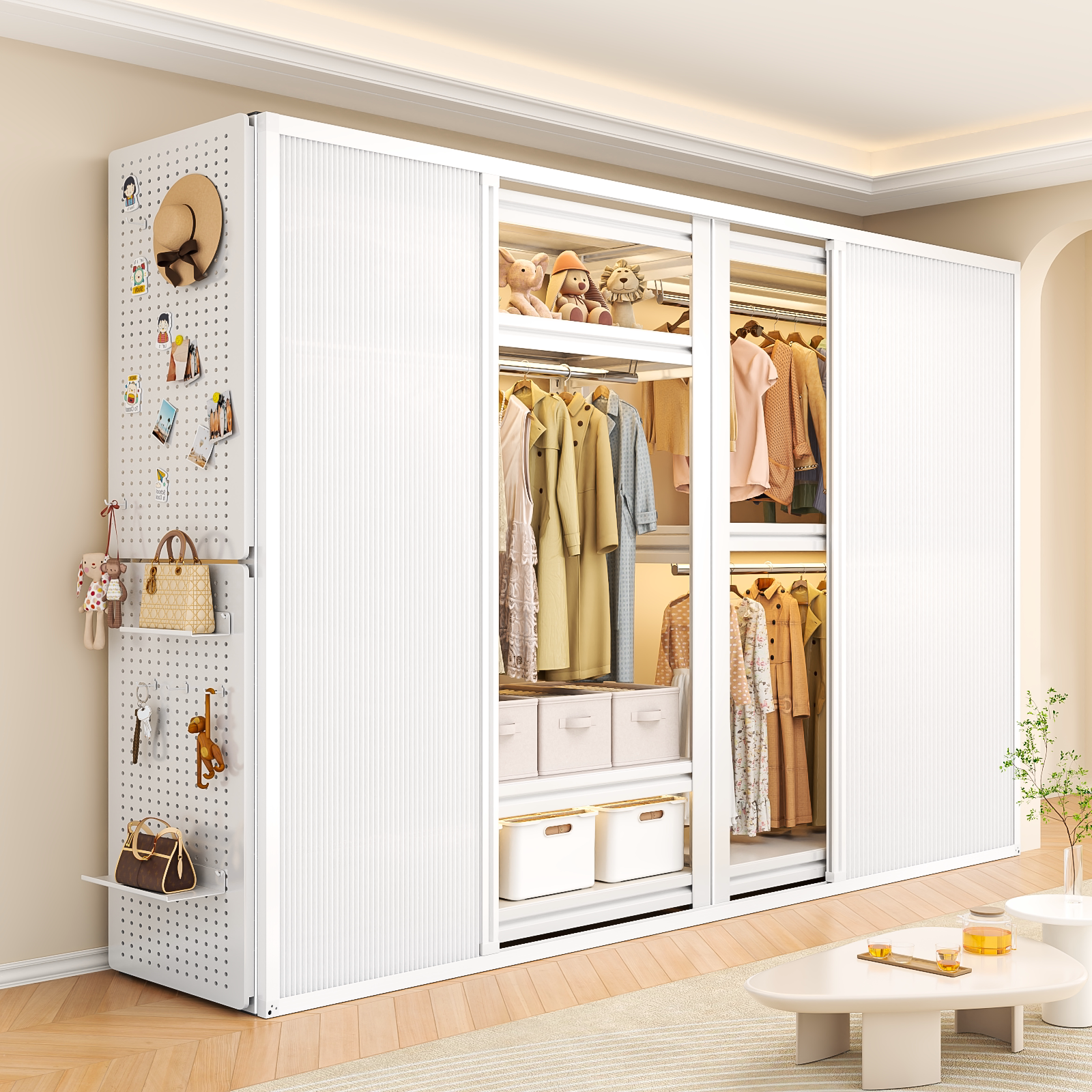 2026新款蜂窝门货架衣柜出租房卧室简易组装金属衣架家用碳钢衣柜