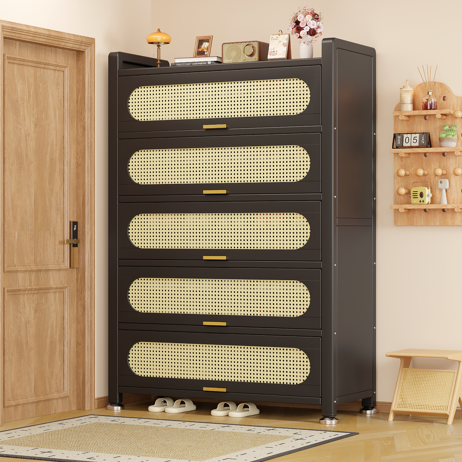 新品热卖爆款藤编门鞋柜