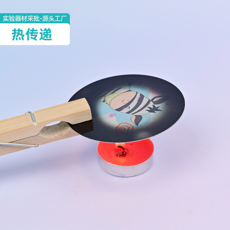 热在金属铁片中传递感温贴变色小