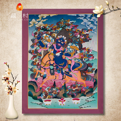 尼泊尔手绘唐卡 天然矿物颜料挂画装饰画 吉祥天母挂件