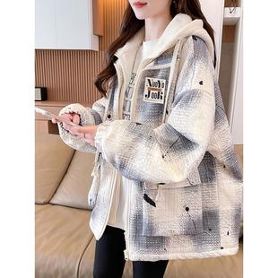 棉服 初高中学生工装 羊羔毛棒球服女春秋冬季 加绒加厚外套2025新款