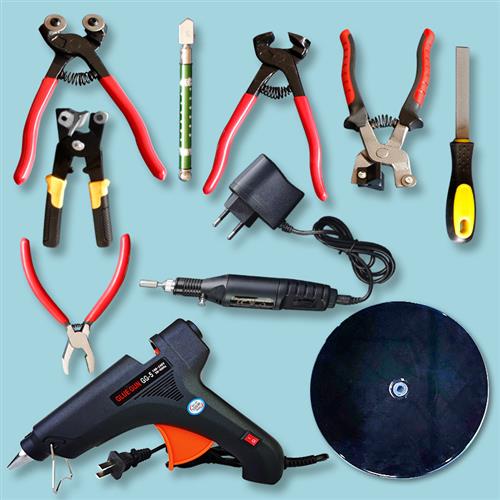 diy马赛克剪刀圆口钳 圆嘴钳平口钳玻璃刀掰片钳打磨锉刀胶枪工具