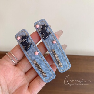 韩系蓝色可爱发夹2025新款发饰时尚百搭BB夹高级感碎发夹侧边夹