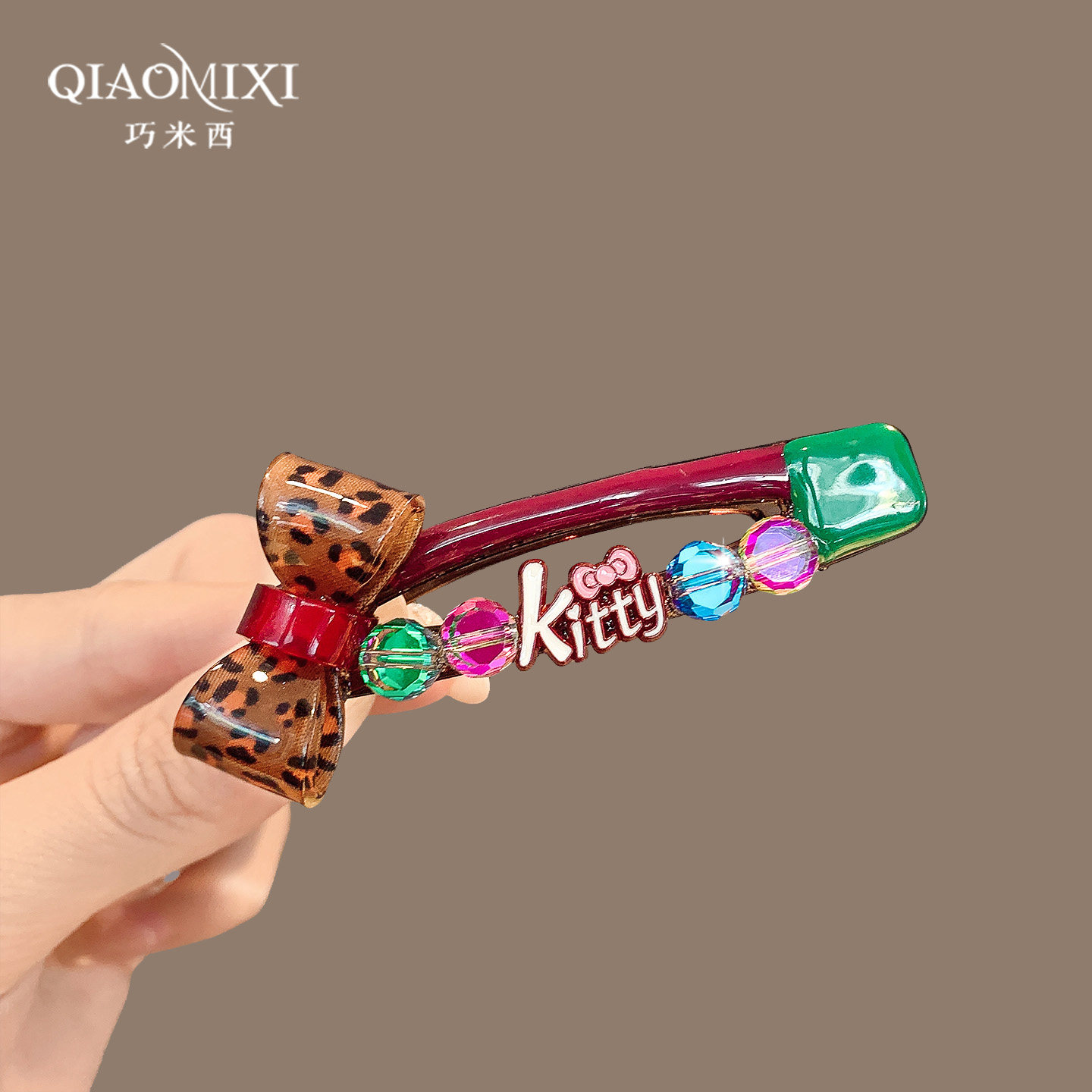 原创轻奢韩国重工彩钻豹纹蝴蝶结边夹高级感滴油侧边碎发气质发卡,饰品/流行首饰/时尚饰品新,摆件,淘宝优惠券,粉丝福利购,淘宝优惠卷