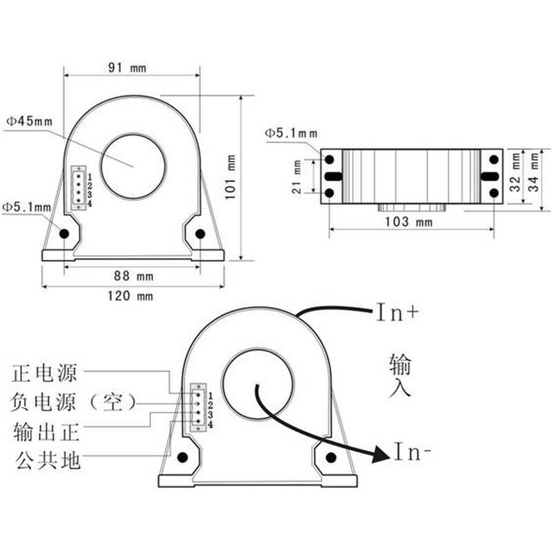 300a霍尔电流传感器1000a lhb600精量12V穿孔式直流0-4v开环hall