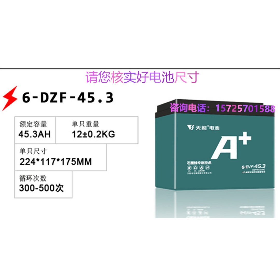 天能蓄电池6-EVF-45.3电动三轮