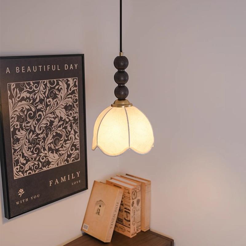 南洋风卧室床头灯法式复古中古升降小吊灯氛围餐厅餐桌吧台吊线灯