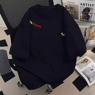 加大码300斤趣味卡通小狗印花纯棉短袖t恤男女春夏新款半袖上衣服