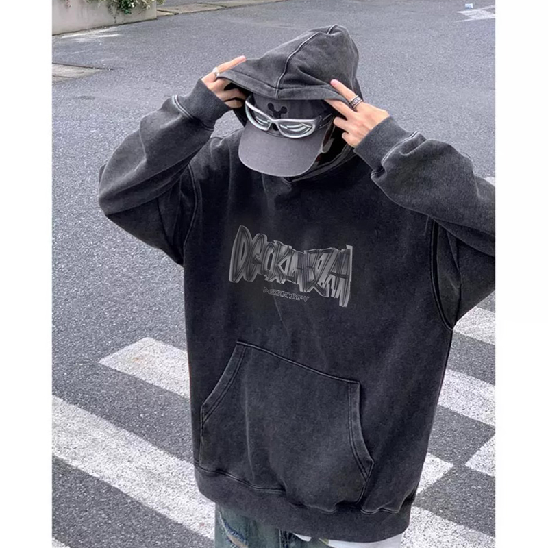 特大码300斤重磅街头水洗卫衣