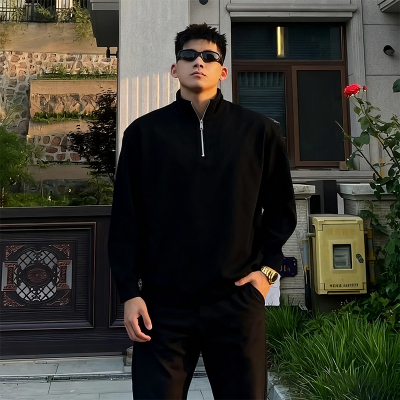 大码300斤美式半拉链卫衣男款