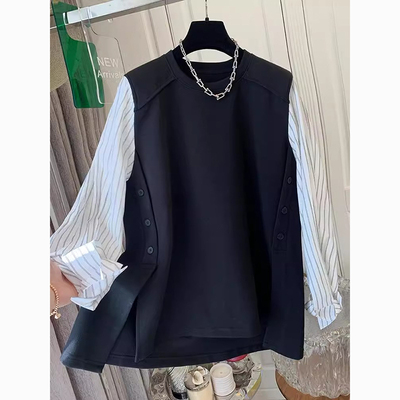 特大码300斤法式气质条纹衬衫