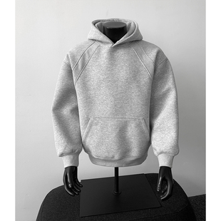 大码 300斤cleanfit解构拼接重磅连帽卫衣男秋冬加绒boxy正肩上衣2