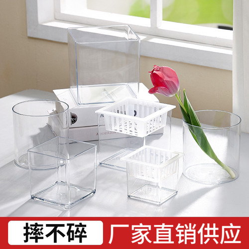 亚克力方缸直筒桌面摆件