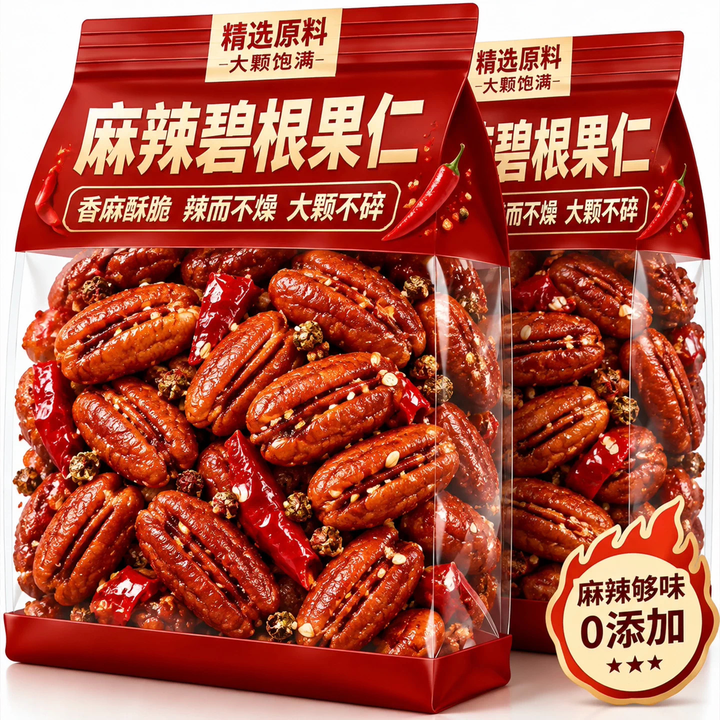 川渝口味麻辣碧根果仁辣味长寿果仁香大颗粒辣味坚果零食山核桃仁